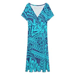 Envío de la gota al por mayor de encargo de los isleños de Nueva Zelanda ropa de verano de talla grande señoras Vestido de manga corta vestido de fiesta Fiji vestido - Product Image 3