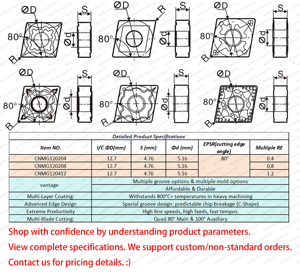 Plaquettes en carbure de tungstène CNMG120408-MA CNMG120204-MF CNMG120412MR CNMG431 CNMG432 CNMG433 - Lames CNC et outils de tournage - Product Image 6
