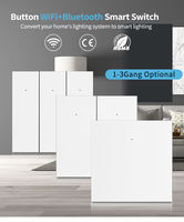 Tuya WiFi Smart Home Interrupteur Mural EU/UK Standard Fil Neutre Requis Bouton Poussoir Interrupteur Durable ABS 10A 240v Smart Life