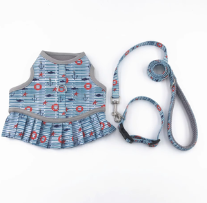 Tali hewan peliharaan dan Set kerah, kekang anjing jaring dapat disesuaikan Harness hewan peliharaan dengan pita ajaib rompi hewan peliharaan - Product Image 2