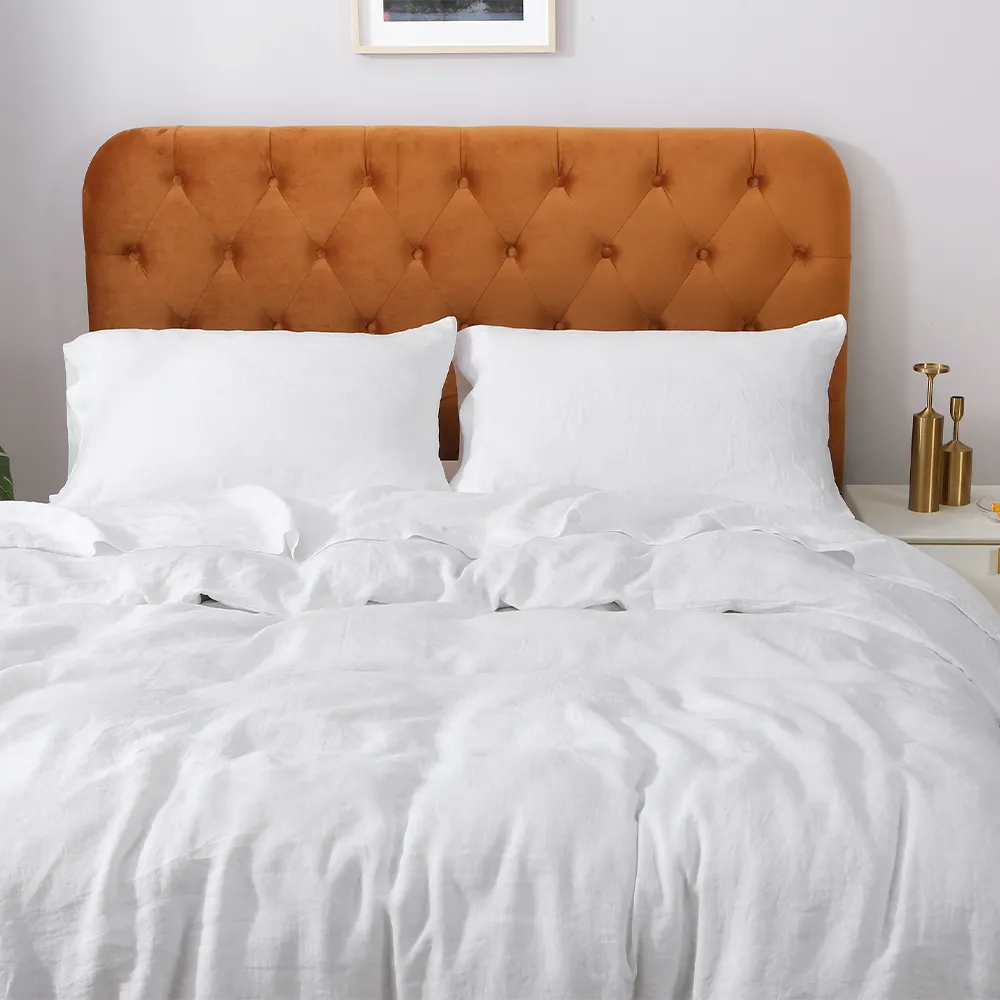 100% pure linen white hotel bedding set bed sheet pillowcase set Linen duvet cover