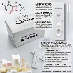 Tiras de Prueba Rápida de <span class=keywords><strong>Lactam</strong></span> Colloidal-Gold, Cassette de Alta Precisión para la Detección de Residuos de Antibióticos en Leche, CE/ISO/ROHS - Product Image 1