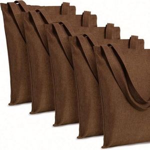 Sac fourre-tout en toile de lin pliable de couleur unie, taille personnalisable, impression par sublimation de logo personnalisé, sac à bandoulière My0831 - Product Image 1