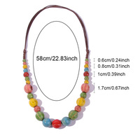 Collier artisanal en céramique colorée avec pampilles perlées pour femme, style ethnique, chaîne de pull en cuir émaillé floral (NL852)