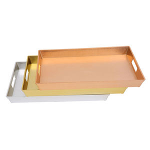 Plateaux en plastique isolants à poignée dorée et argentée de luxe, <span class=keywords><strong>assiette</strong></span> à dîner pour le service de <span class=keywords><strong>mariage</strong></span> - Product Image 3