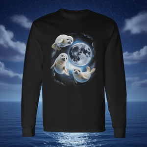 Camiseta de manga larga con estampado de focas lindas y luna - Product Image 3