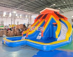 Toboggan aquatique gonflable pour enfants certifié CE, double piste, pour <span class=keywords><strong>location</strong></span> commerciale en extérieur, <span class=keywords><strong>avec</strong></span> <span class=keywords><strong>piscine</strong></span> - Product Image 4