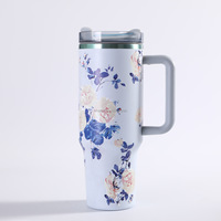 Penjualan terlaris botol air vakum berpola bunga besi tahan karat 40oz Tumbler perjalanan dengan kotak hadiah untuk ulang tahun acara lain