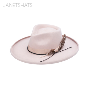 Linglong nouvelle mode OEM australien 100% laine personnalisé nouvelle mode larme feutre Fedora chapeaux bords roulés bord Hatt vente en gros - Product Image 1