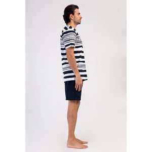 Ensemble short et t-shirt respirant pour homme, col en V, manches courtes, avec poches et motif imprimé - Product Image 1