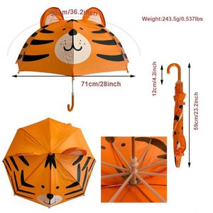 Parapluie droit à motif animal 3D, léger, ouverture manuelle, pour la sécurité des enfants, cadeaux d'affaires - Product Image 5