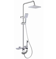Nouveau exposé 4 fonctions Chrome grand large plat cascade baignoire bec bain douche ensemble robinet système colonne avec pulvérisateur