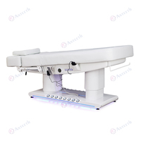 Lit de Beauté Électrique 4 Moteurs Chauffant Réglable, Table de Traitement Facial avec Pédale de Contrôle, Équipement Professionnel pour Spa, Massage et Salon de Cils