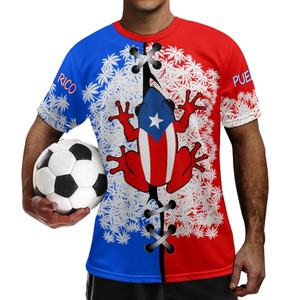 Puerto Rico Soccer Wear Jersey Uniforme De Futebol Fitness Print on Demand Esportes T Shirts para Homens Elegante Poliéster Short Sleeve - Product Image 2