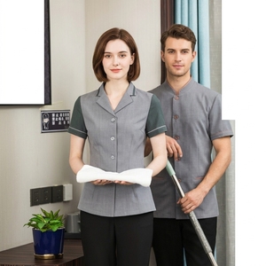 Uniforme de Trabajo <span class=keywords><strong>para</strong></span> Limpieza de <span class=keywords><strong>Hoteles</strong></span>, 100% Poliéster, Manga Corta, Unisex, Corte Regular, <span class=keywords><strong>para</strong></span> <span class=keywords><strong>Personal</strong></span> de Limpieza de Resorts y Apartamentos - Product Image 3