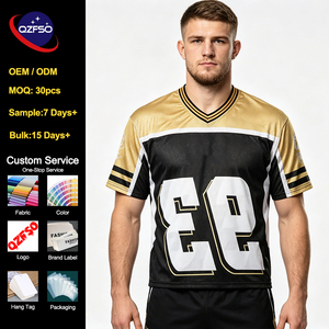 QZFSO Custom Hip Hop Vintage Sublimation Soccer T Shirt American Football Uniform <b>Top</b> Camo Retro Mesh Fabric Rugby Sport Jersey - Product Image 1