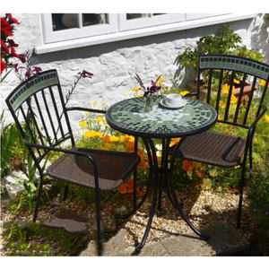 3pcs Set d'extérieur Table Wicker Furniture Garden Rattan Chair Deck Mosaic Round Table Bistro Set - Product Image 1