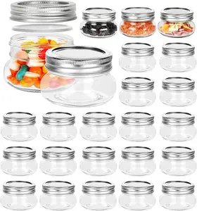 4 oz Mason Jar Glass Jar Storage Container with Regular Top Lid for Overnight Oats, Jam