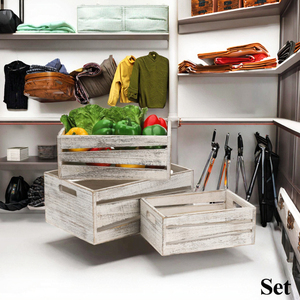 3-Piece Modern Rectangle Bamboo Storage <b>Box</b> with Handle for Kitchen Clothes Toys & Laundry-Multifunction Cabinet <b>Shelf</b> - Product Image 3