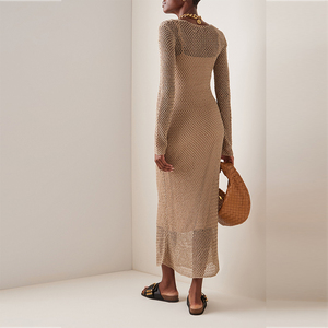 Abito estivo da donna in maglia lunga Slip-On Maxi abito in maglia con matita Sexy in tessuto <span class=keywords><strong>di</strong></span> <span class=keywords><strong>lana</strong></span> naturale a vita - Product Image 6