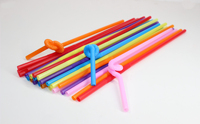 Pailles jetables artistiques colorées en PP de qualité alimentaire, pliables, emballées individuellement