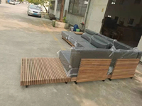 Ensemble de canapés en teck moderne, fauteuil lounge, jardin, en forme de L, luxe, cour, patio, hôtel, canapé modulaire d'extérieur