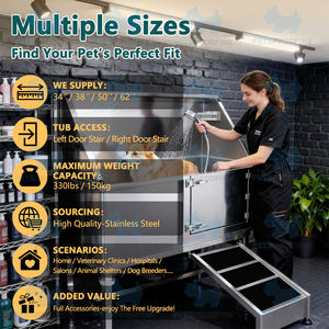 मल्टीफ़ंक्शन 50 इंच पेशेवर बड़े स्टेनलेस स्टील पालतू कुत्ते धोने स्नान स्नान स्नान के साथ तैयार करने वाले टब में बिक्री के लिए नल वॉक-इन रैंप - Product Image 2