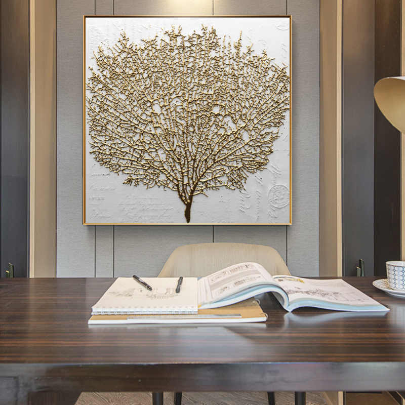 Abstract Golden Tree Canvas Wall Art – Modern Decorative Living Room Poster - View 4