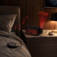 Horloge de chevet numérique et analogique pratique à 180 degrés avec projecteur, radio FM, vibration, qualité professionnelle, OEM ODM