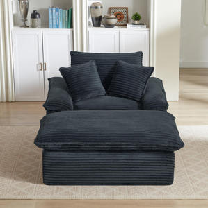 Canapé sectionnel modulable en velours côtelé 1 place, design chaise longue, luxueux et confortable, pour salon, bureau, ensemble de meubles de maison - Product Image 4