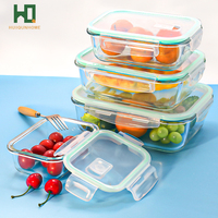 Ensemble de contenants de stockage alimentaire en gros, boîte à lunch rectangulaire en verre borosilicate pour la préparation des repas