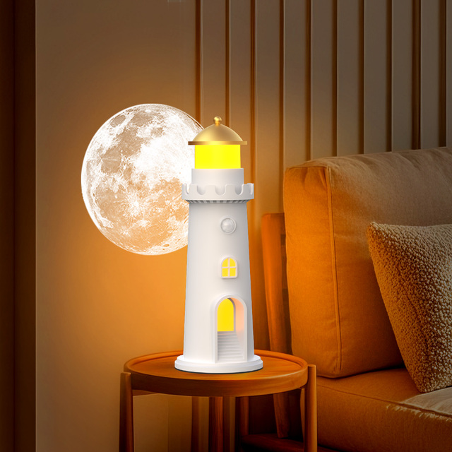 New Design Creative Moonlight Lighthouse LED USB Powered Modern DIY Ambient Light Birthday Gift Bedroom Sleep Healing Night