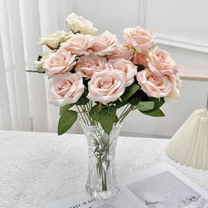 Rosas Artificiales, Ramo de Seda con 9 Cabezas de Diamantes, Alta Simulación, Decoraciones para Bodas, Estilo Clásico - Product Image 3