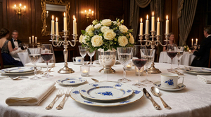 <span class=keywords><strong>Service</strong></span> de table de luxe en <span class=keywords><strong>porcelaine</strong></span> fine avec motif floral bleu et or véritable, assiette de présentation vintage en céramique, tasse à café et bol en <span class=keywords><strong>porcelaine</strong></span> pour hôtels et événements - Product Image 2