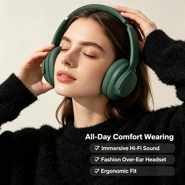 Wireless Gaming Over-ear Headphones Active Noise Cancellation (ANC) IPX-4 Waterproof Type-C Charging Hi-Fi Stereo Sound