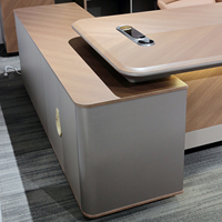 Bureau de direction moderne en bois, design de bureau de luxe en forme de L pour PDG et managers