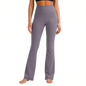 Leggings de yoga Flare taille haute, extensibles dans quatre directions, couleur unie, sans coutures, longueur intégrale, pantalon de sport pour femme - Product Image 3