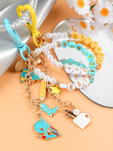 Nouvel accessoire créatif DIY en forme de chaussures à talons hauts de dessin animé avec visage souriant, pendentif, décoration de sac à perles, porte-clés - Product Image 3