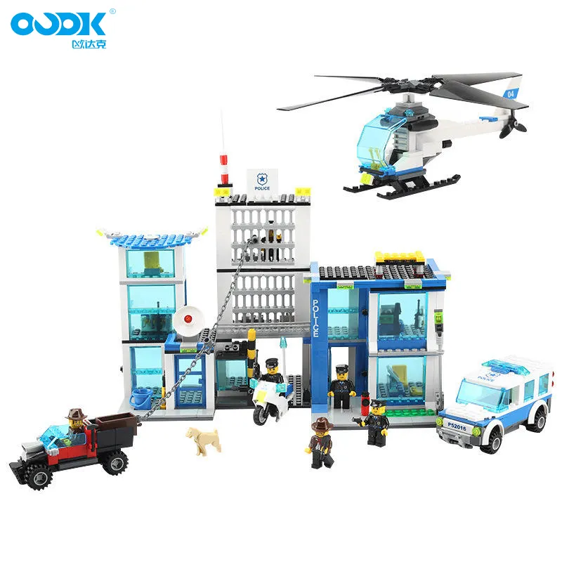 Kids Toys 2022 Boy City Fire Police Series Assembled Police Ship Helicopter Model Small Particle Building Block