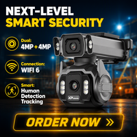 Caméra WiFi OEM 8MP 4K à double objectif, caméra vidéo sans fil intérieure/extérieure, suivi automatique, sécurité, vision nocturne couleur, caméra PTZ