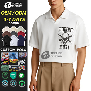 Chemises en tricot surdimensionnées personnalisées à manches courtes unisexes rétro décontractées ODM avec broderie de logo personnalisé motif crâne - Product Image 1