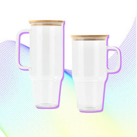 Entrepôt USA Tasse en verre de 32oz 40 oz Gobelet en verre dépoli transparent de sublimation de 40 oz avec poignée Tasse à bière en verre portable de sublimation