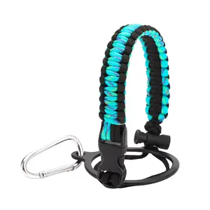 Wide Mouth Paracord Handle Strap Carrier with Safety Ring and Carabiner. Compatible with 12-64OZ Stainless Steel Water Bottles