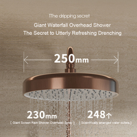 Ensemble de douche triple fonction en laiton brossé or rose, avec surpression et hauteur réglable, pour salle de bain, maison, hôtel, appartement, céramique