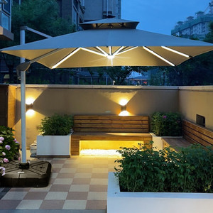 Sombrilla Excéntrica Grande Impermeable Para Exteriores Uplion de Aluminio con Luz LED y Panel Solar Para Jardín y <span class=keywords><strong>Patio</strong></span> - Product Image 2