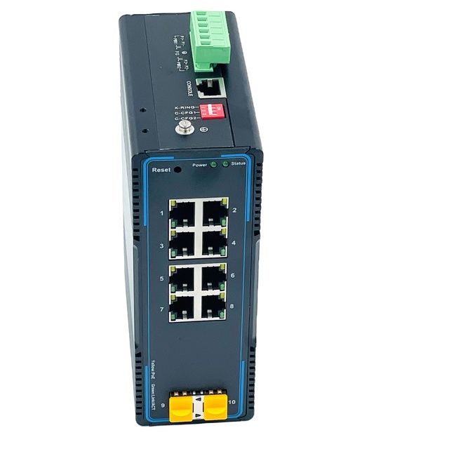 Managed Industrial Switches Layer 2+ Downlink 8 * 10/100/1000Base-T Ethernet Ports, Support POE Uplink 2 * 10GBase-X SFP+