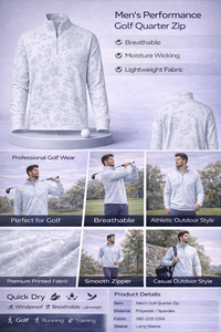 Sweat-shirt de golf pour homme, confortable, imprimé intégral, de qualité supérieure, à col zippé, respirant et anti-humidité. - Product Image 2