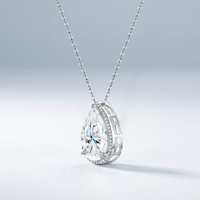 Collier pendentif en moissanite taille poire grande taille VVS1 couleur D, en argent sterling 925, vente en gros