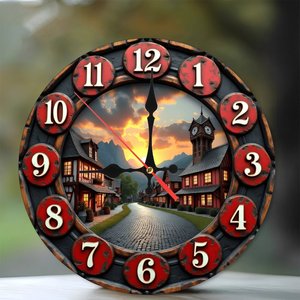 Round Wooden <b>Wall</b> <b>Clock</b> 25cm Simple Numeral <b>Silent</b> Non Ticking Home Study Room Decor - Product Image 1