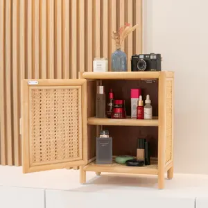 Gabinete de almacenamiento pequeño de ratán elegante, gabinete tejido de ratán de tendencia caliente para la organización del hogar, decoración de sala de estar - Product Image 3